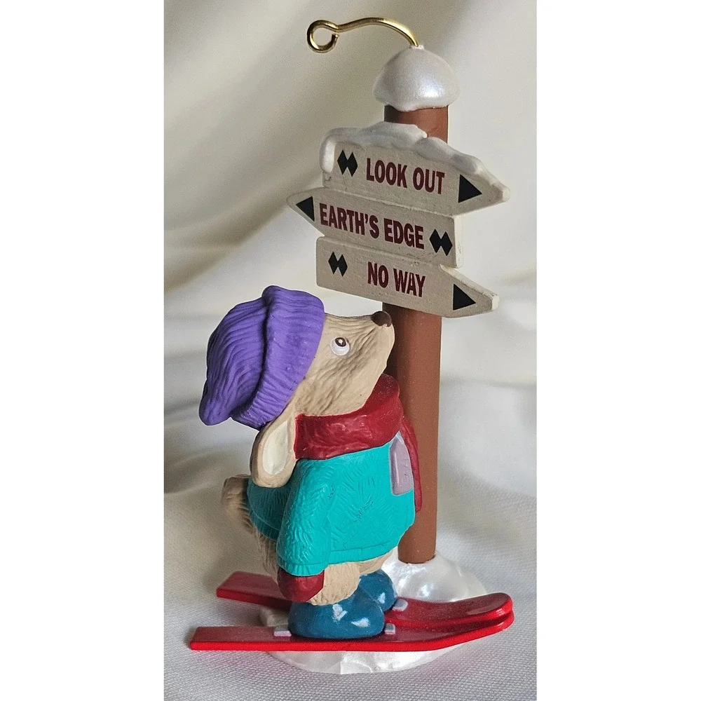 VTG Hallmark Keepsake 1994 Skiing Bunny Rabbit Christmas Ornament Winter Sign